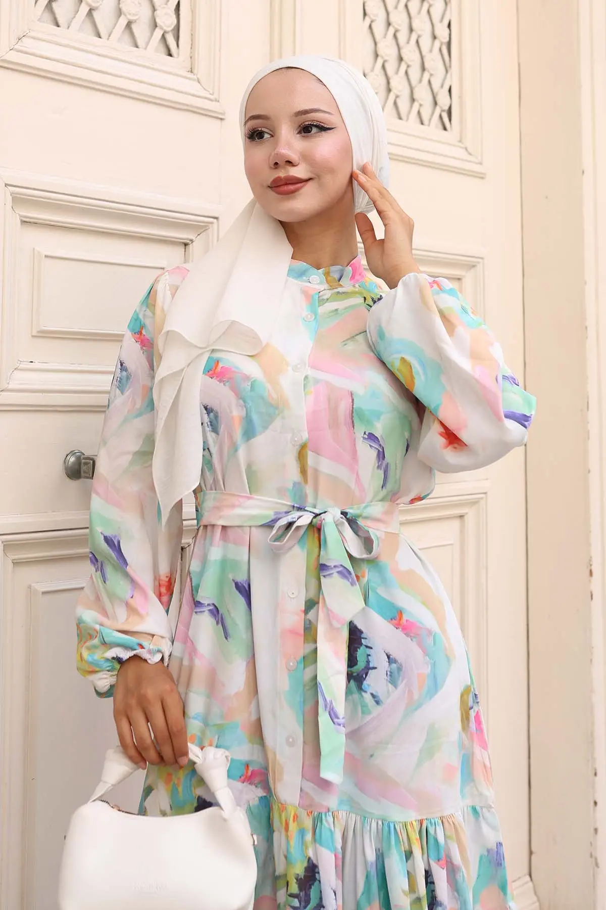 Patterned Hijab Dress-detail