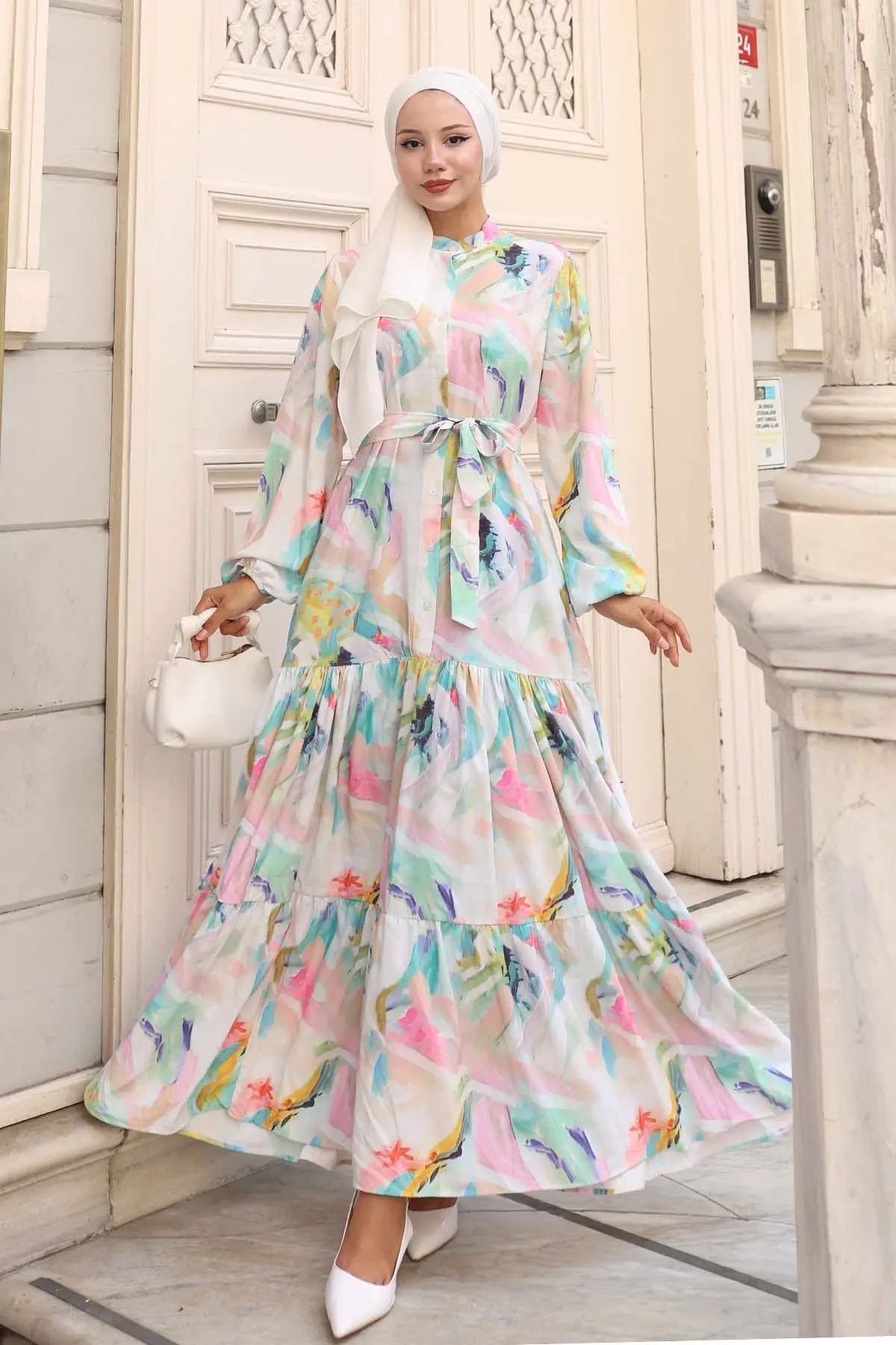 Patterned Hijab Dress-detail