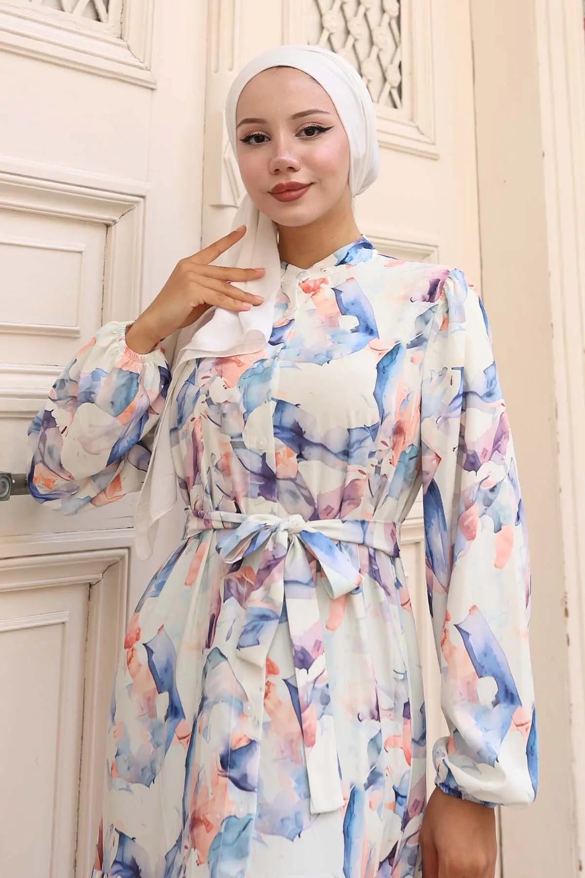 Patterned Hijab Dress-detail