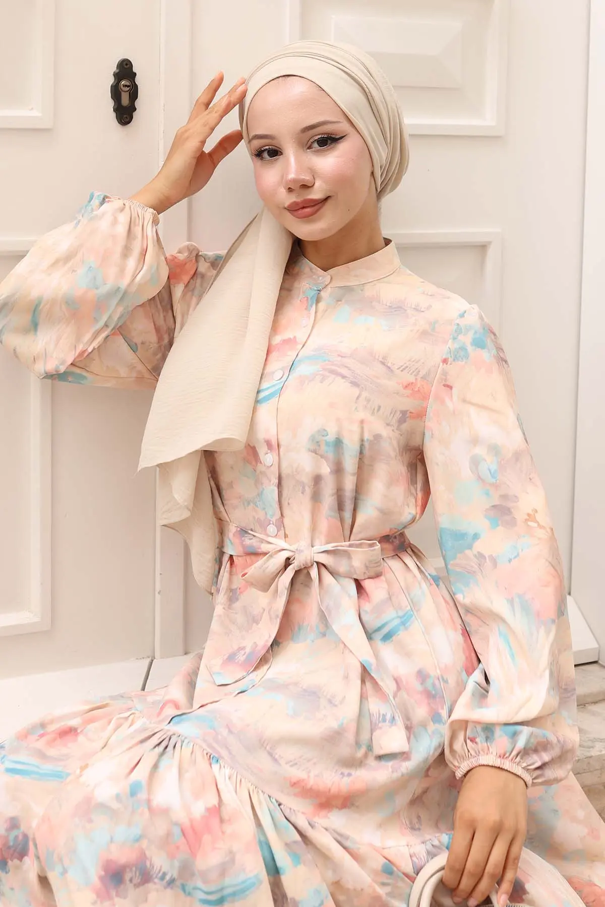 Patterned Hijab Dress-detail