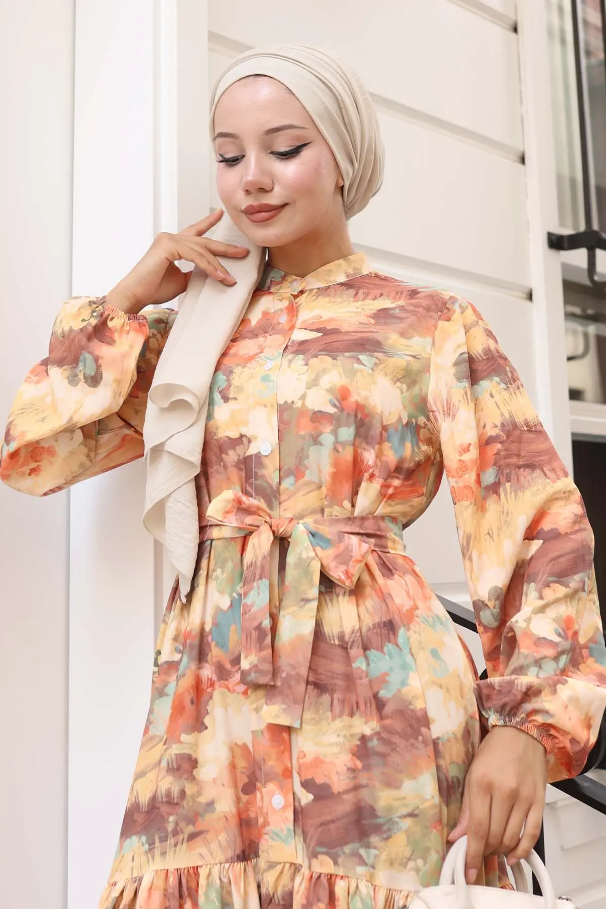 Patterned Hijab Dress-detail