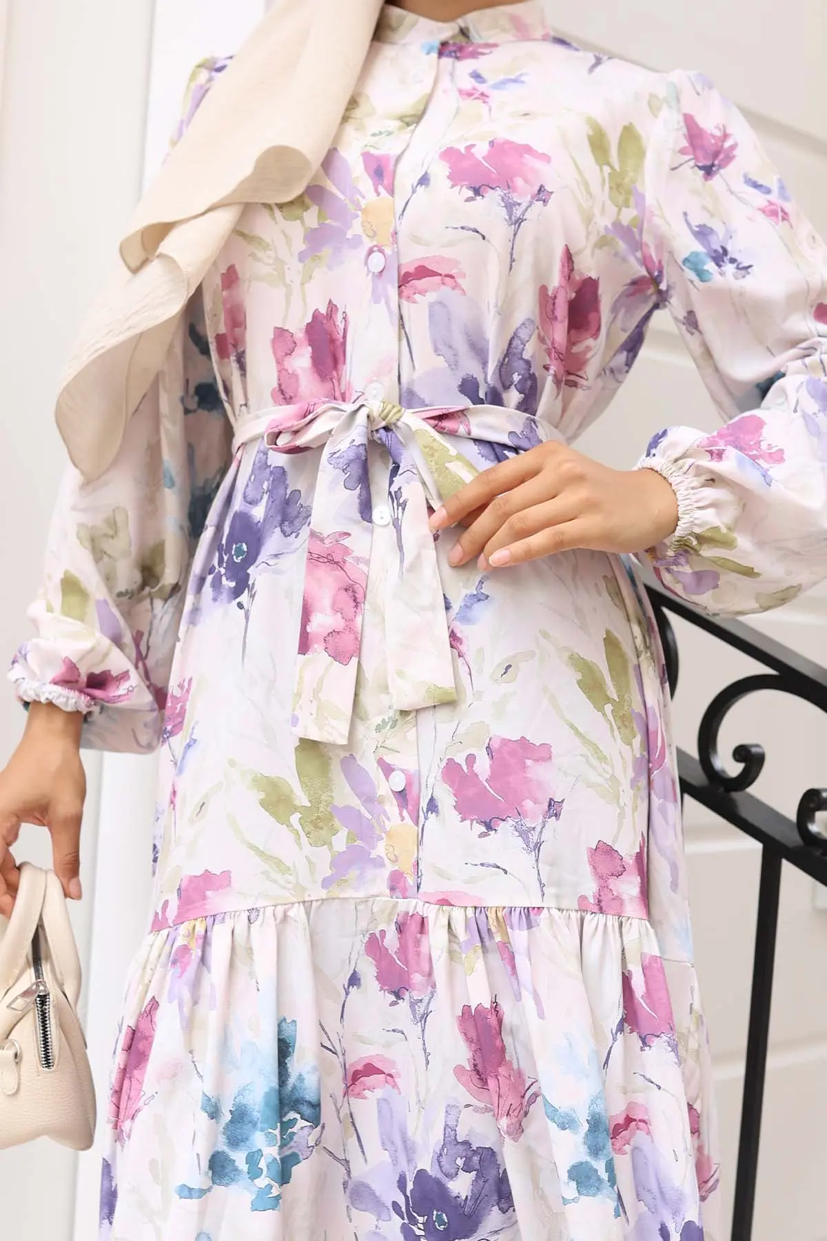 Patterned Hijab Dress-detail