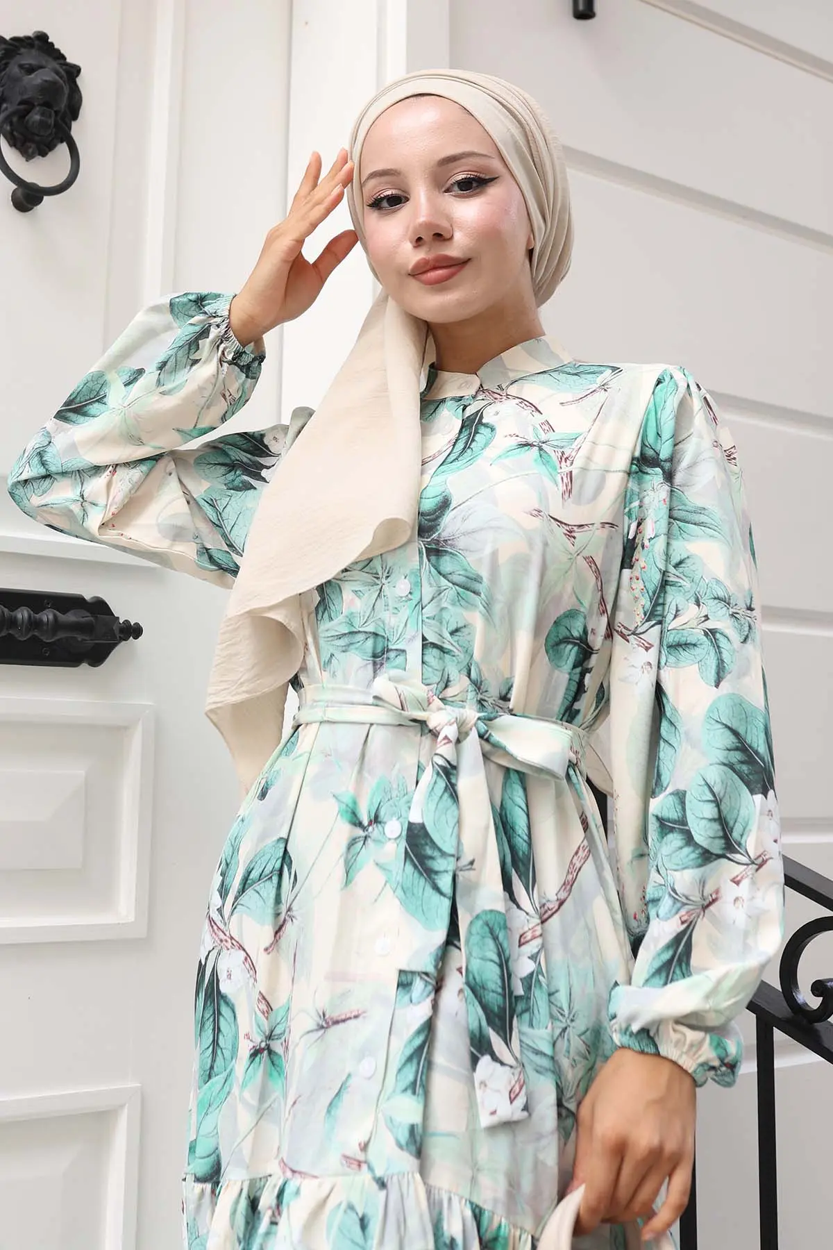 Patterned Hijab Dress-detail