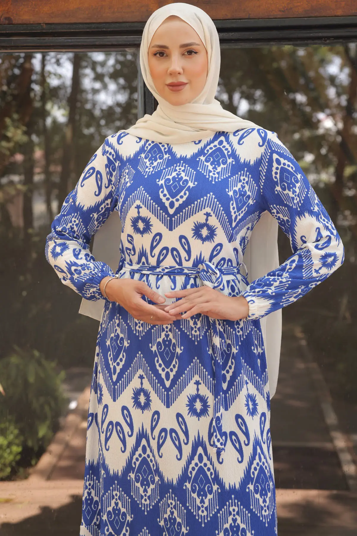 Patterned Hijab Dress-detail