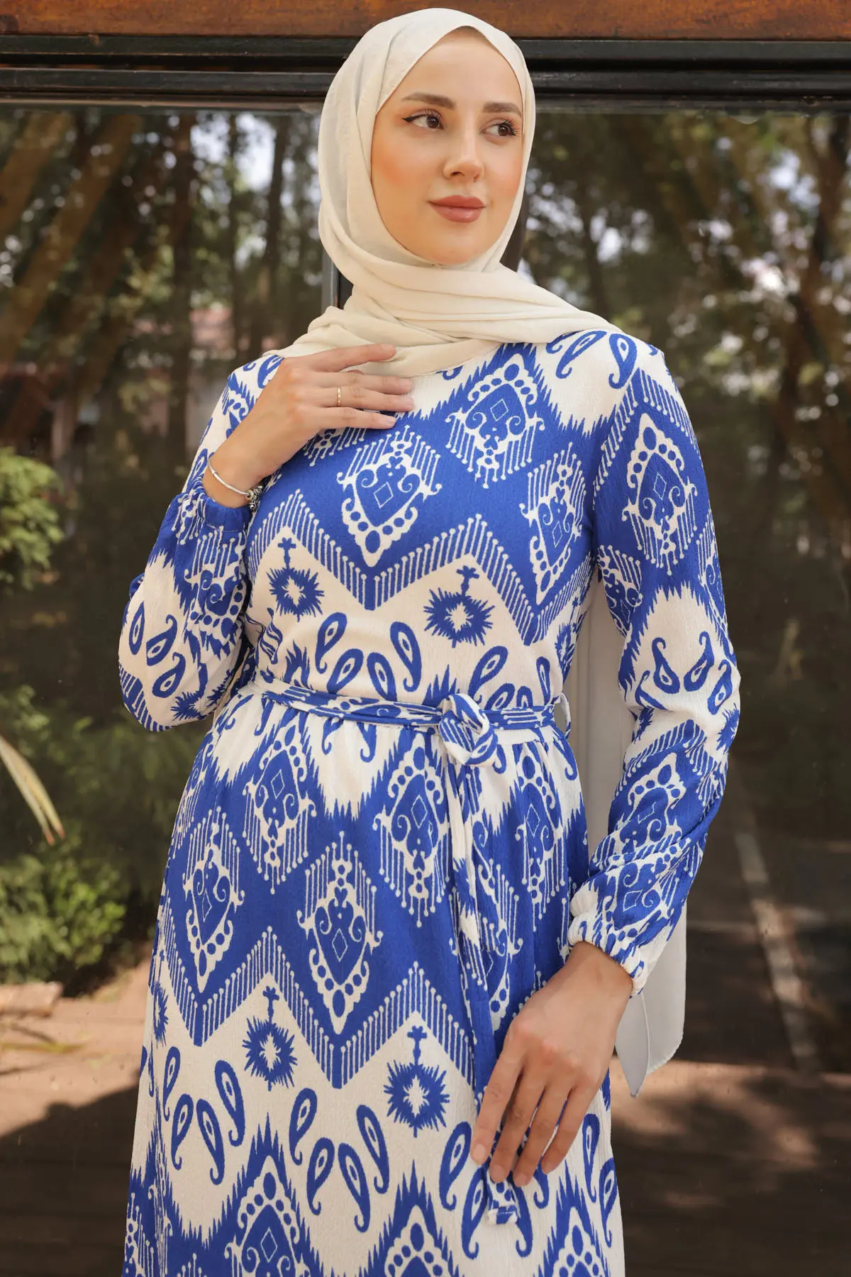 Patterned Hijab Dress-detail