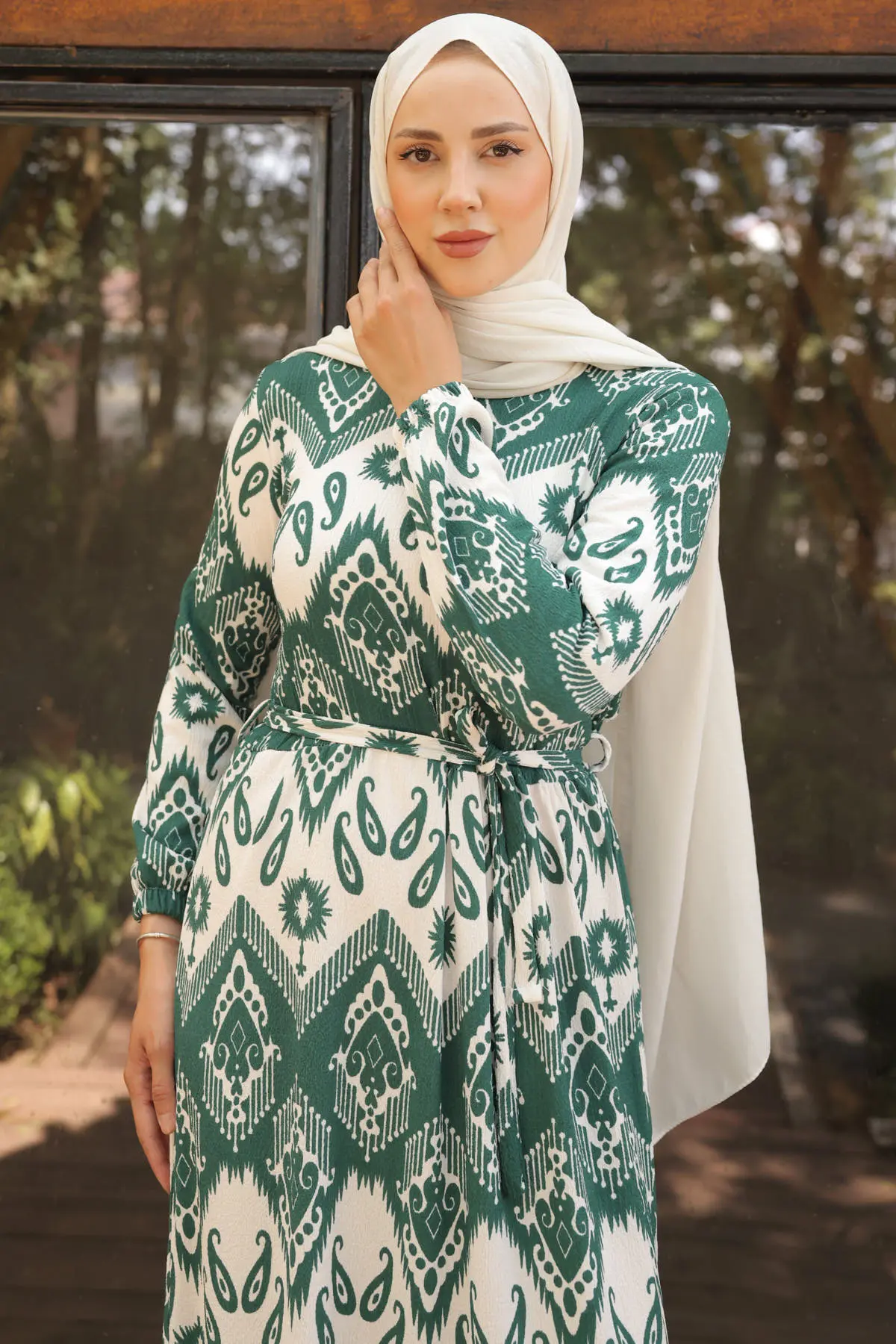 Patterned Hijab Dress-detail
