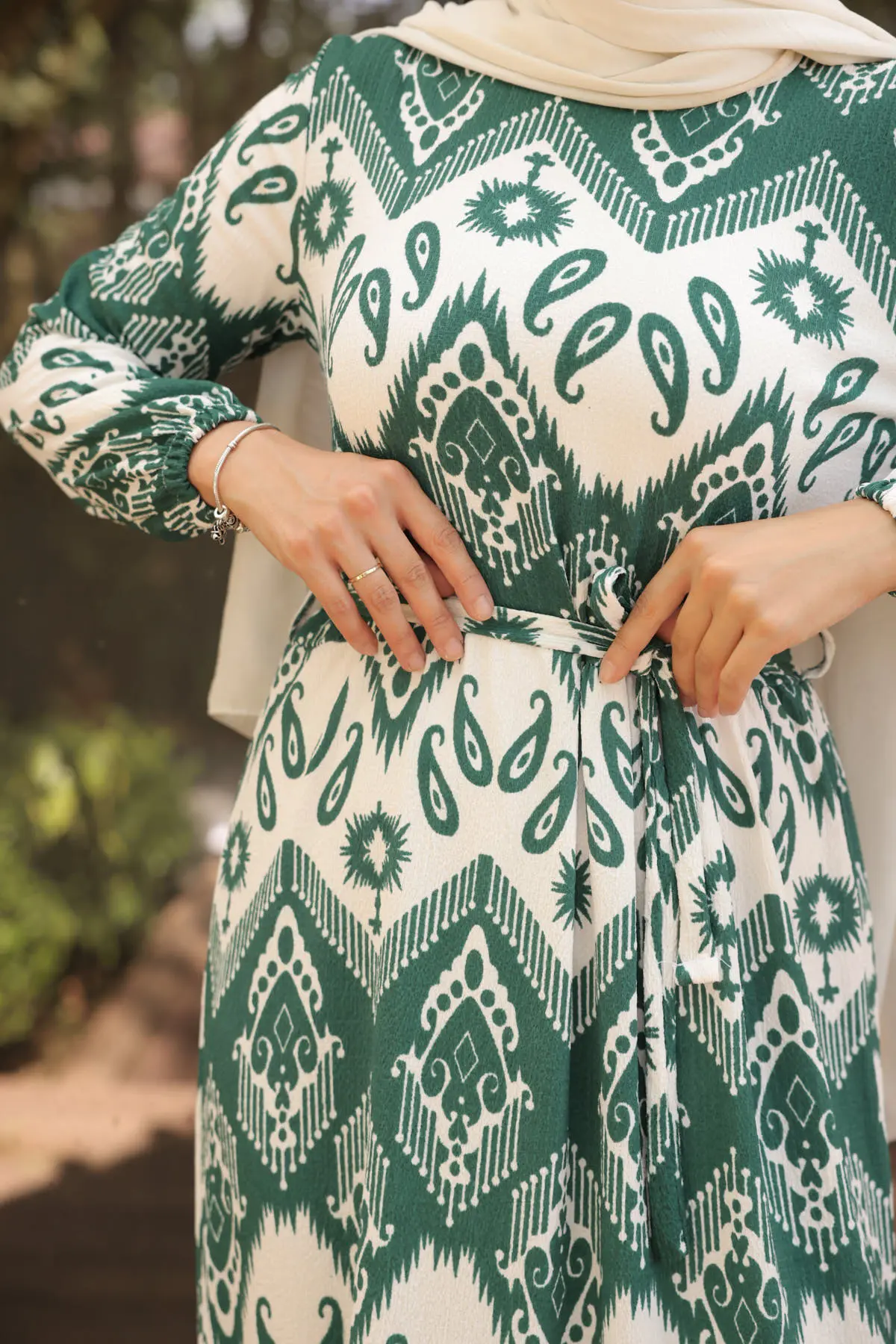 Patterned Hijab Dress-detail