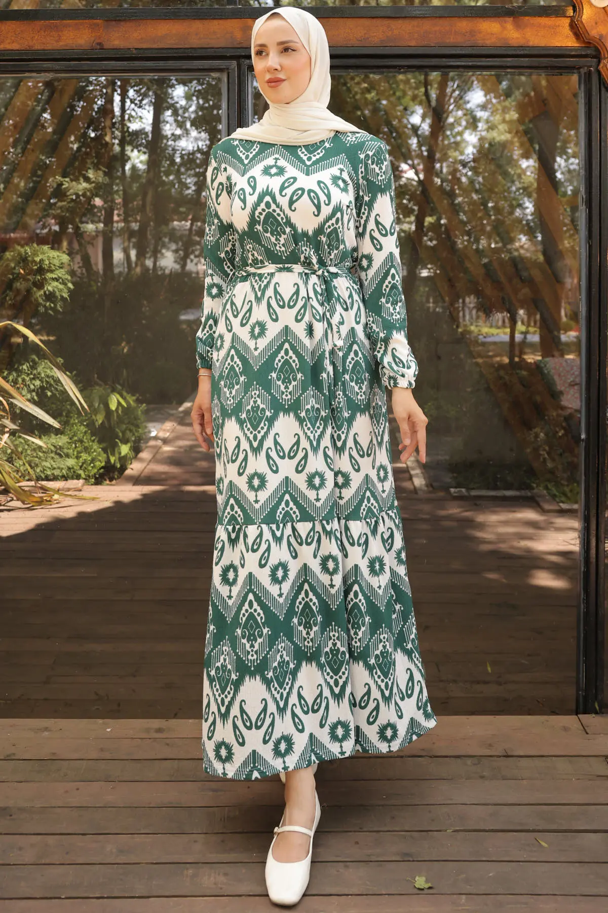 Patterned Hijab Dress-detail