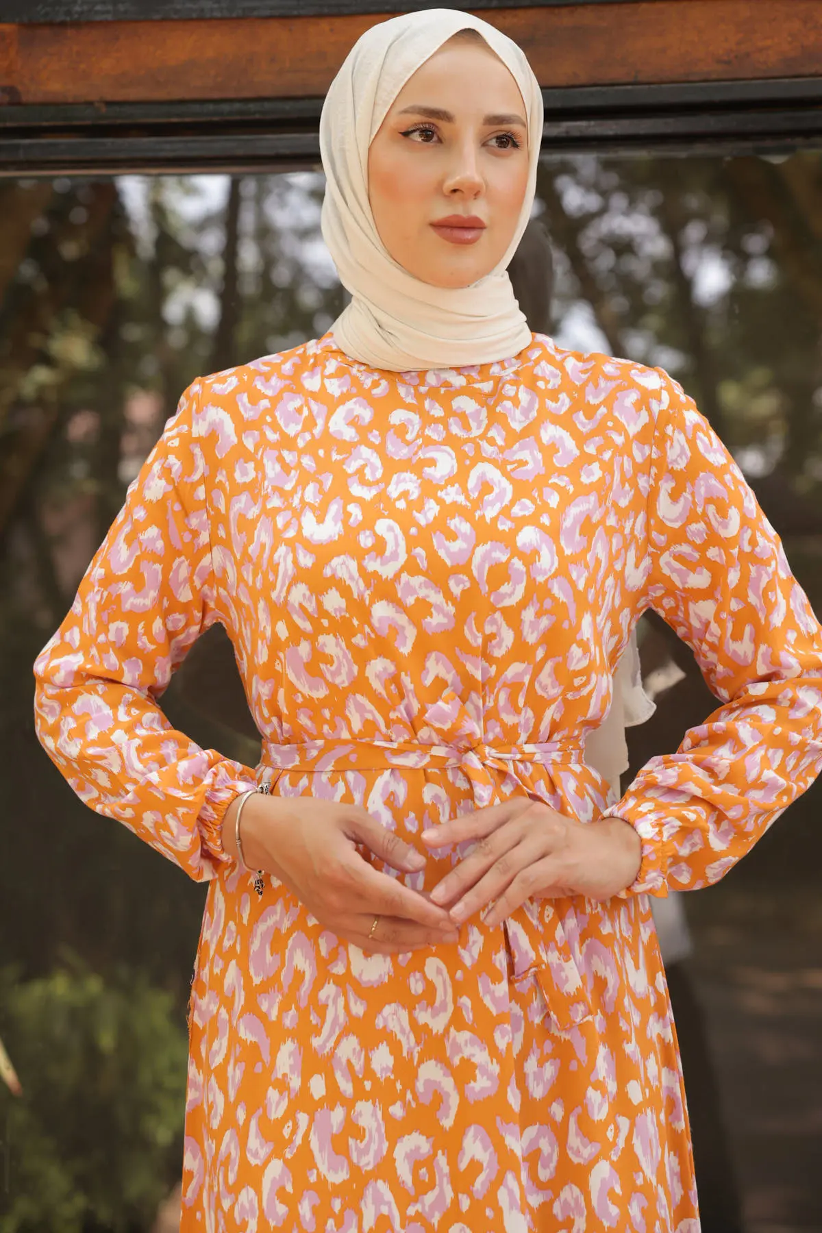 Patterned Hijab Dress-detail