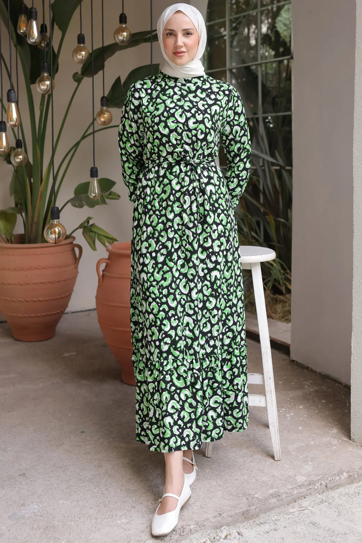 Patterned Hijab Dress-detail