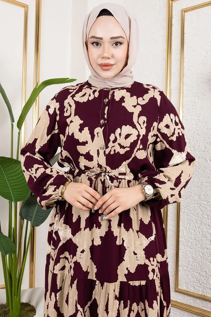 Patterned Hijab Dress-detail