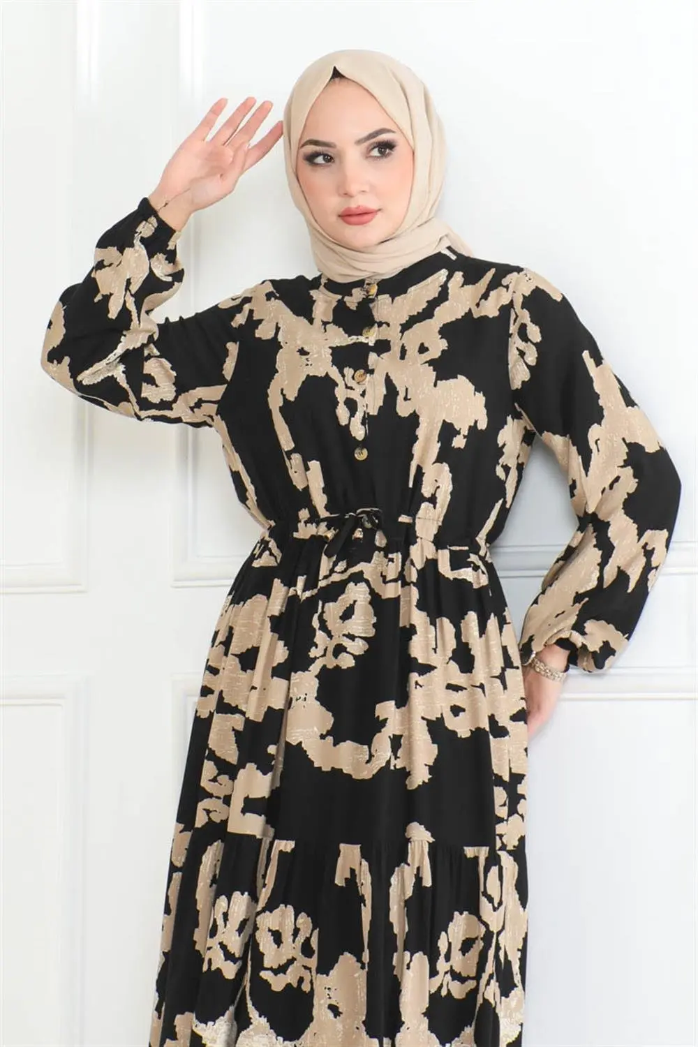 Patterned Hijab Dress-detail