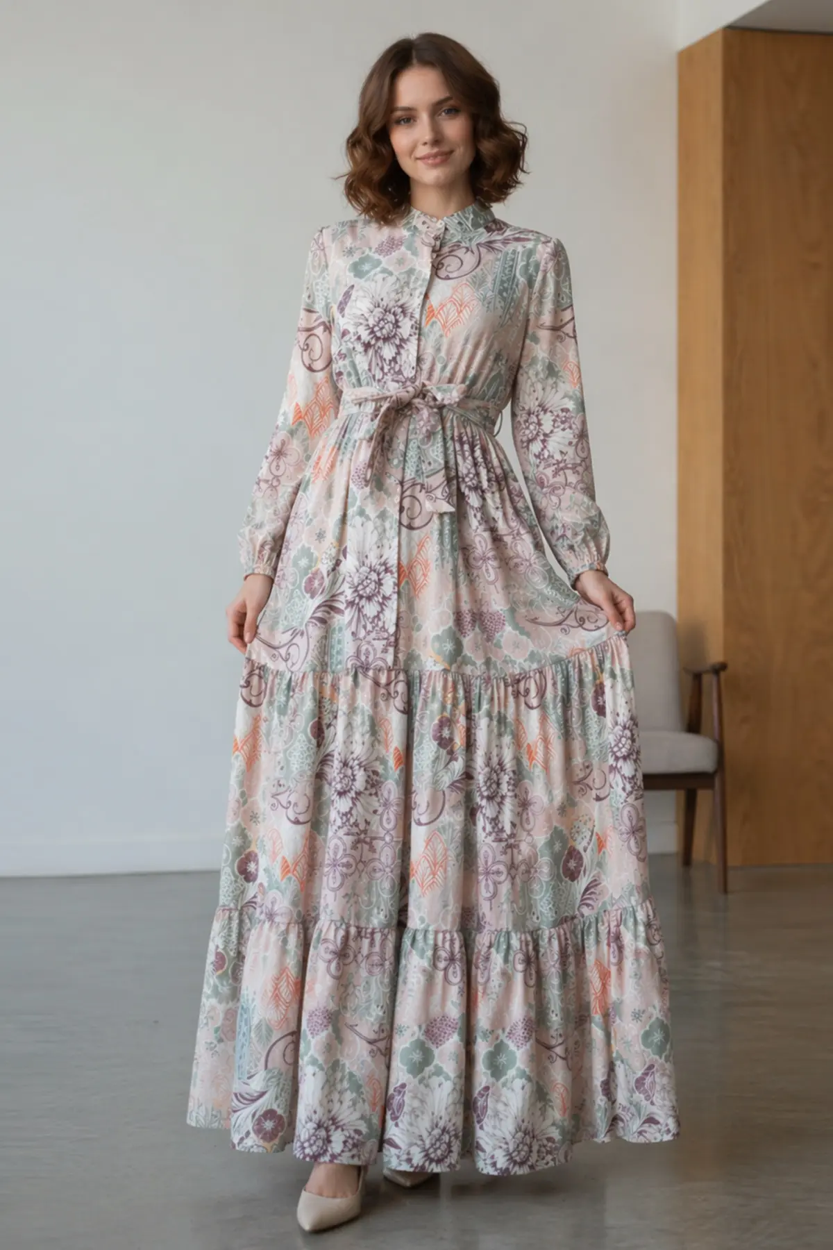 Patterned Hijab Jessica Dress-detail