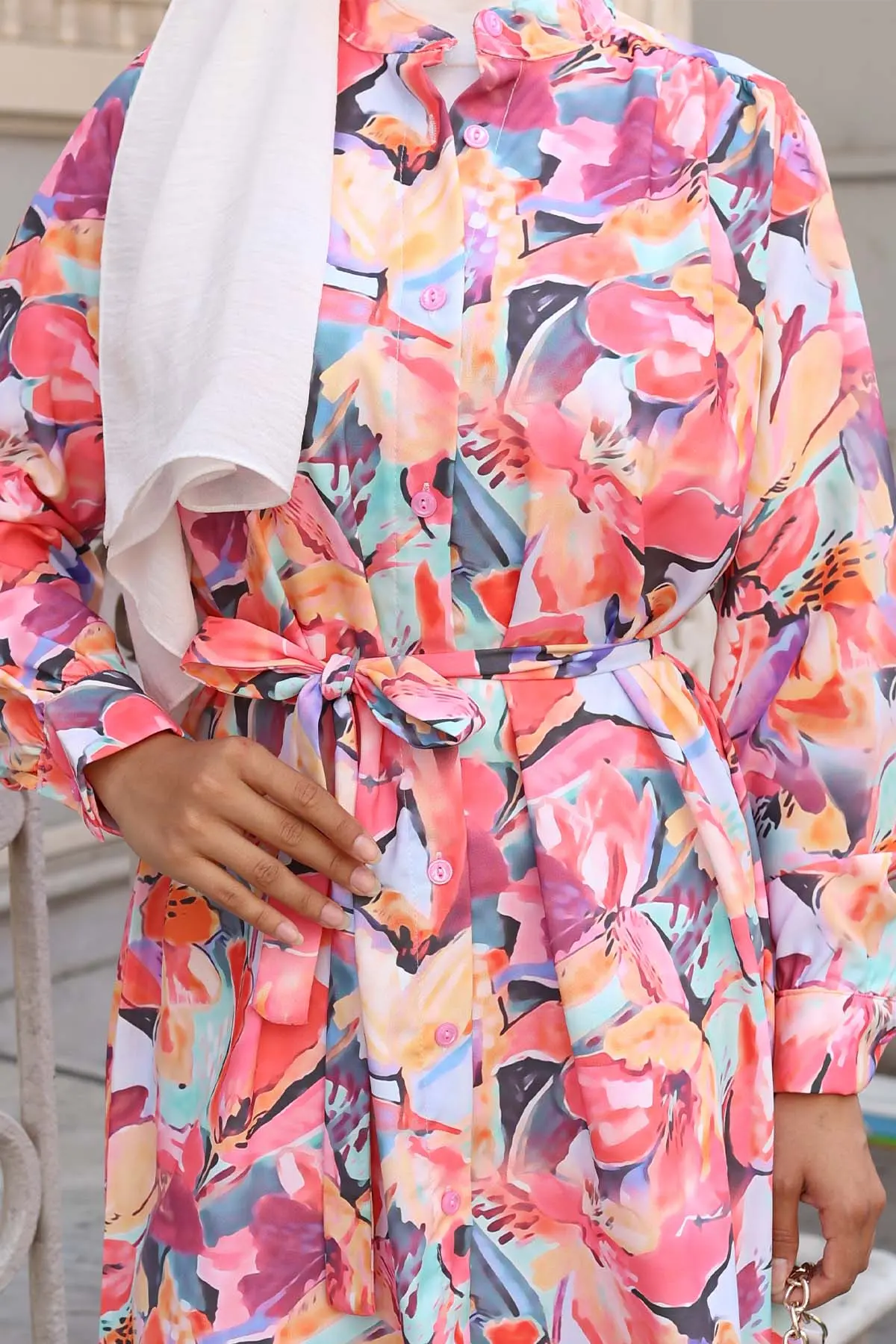 Patterned Hijab Shirt-detail