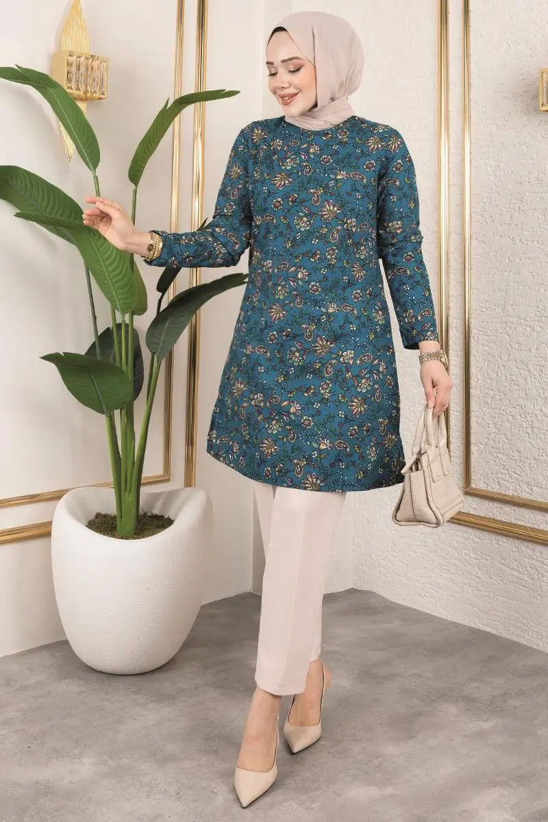 Patterned Hijab Tunic-detail