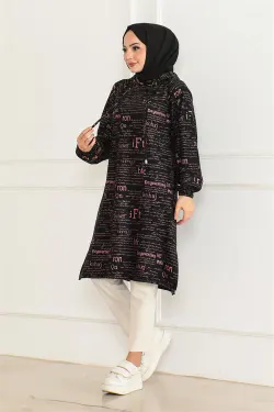 Patterned Hooded Sports Tunic