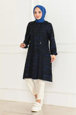 Patterned Hooded Sports Tunic