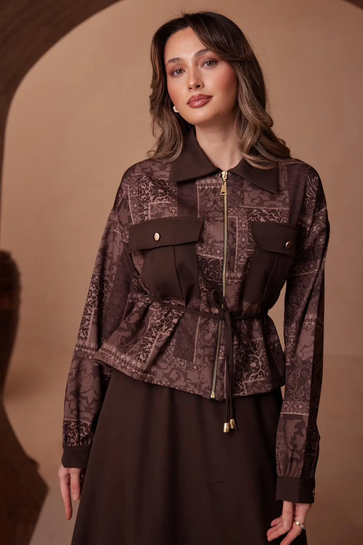 Patterned Jacket Set-detail