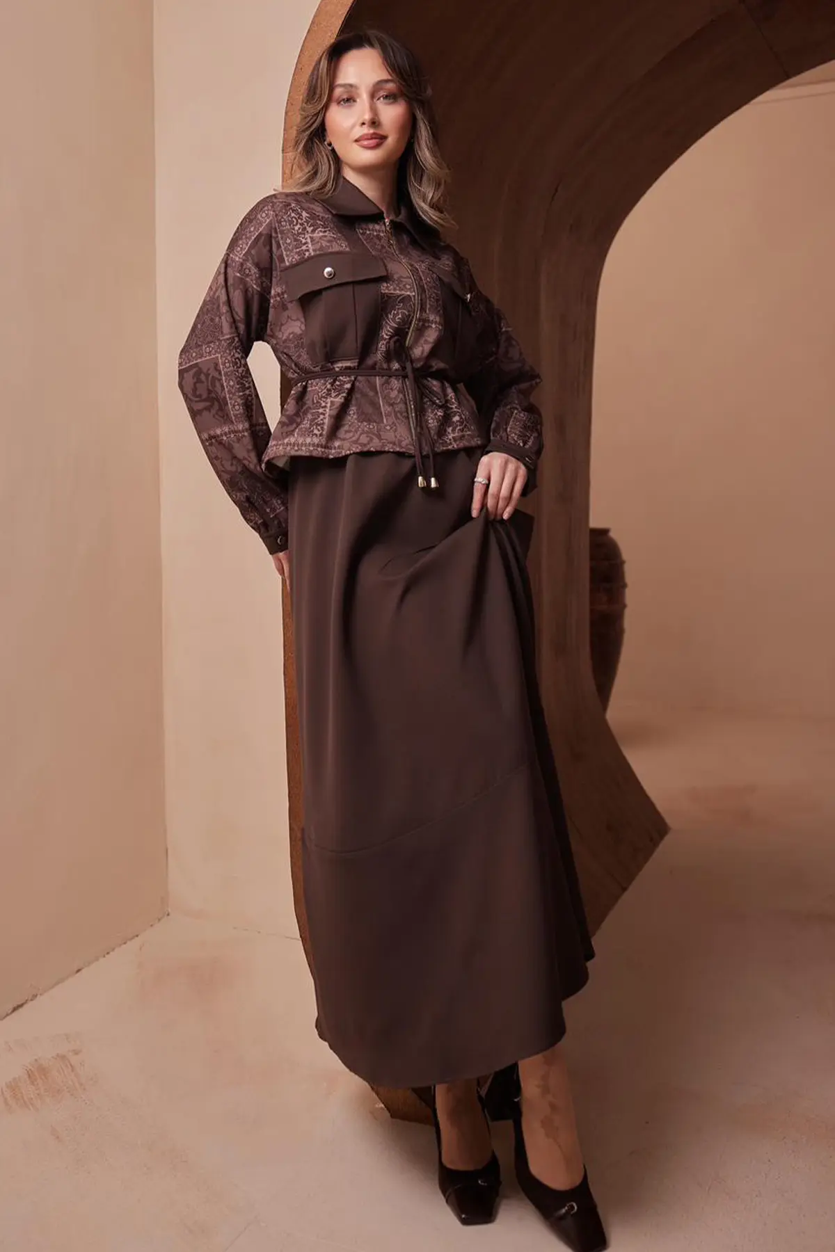 Patterned Jacket Set-detail