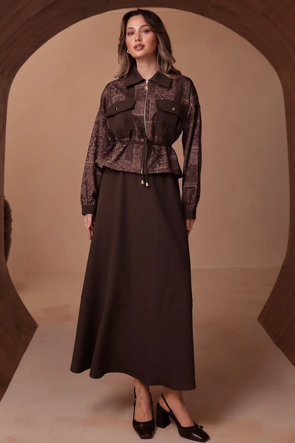 Patterned Jacket Set-detail