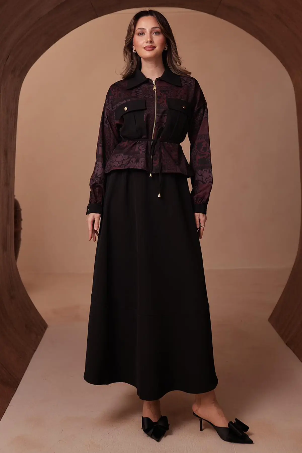 Patterned Jacket Set-detail