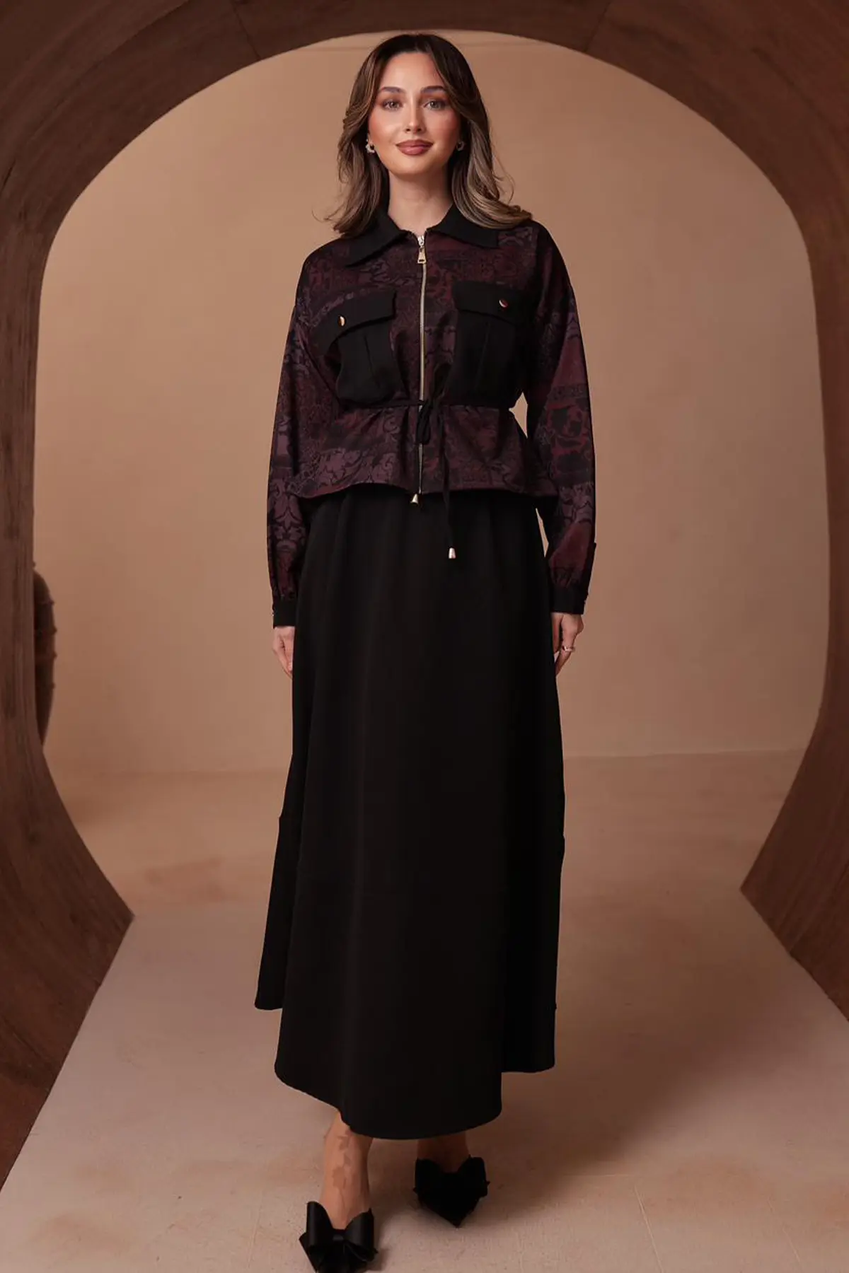 Patterned Jacket Set-detail