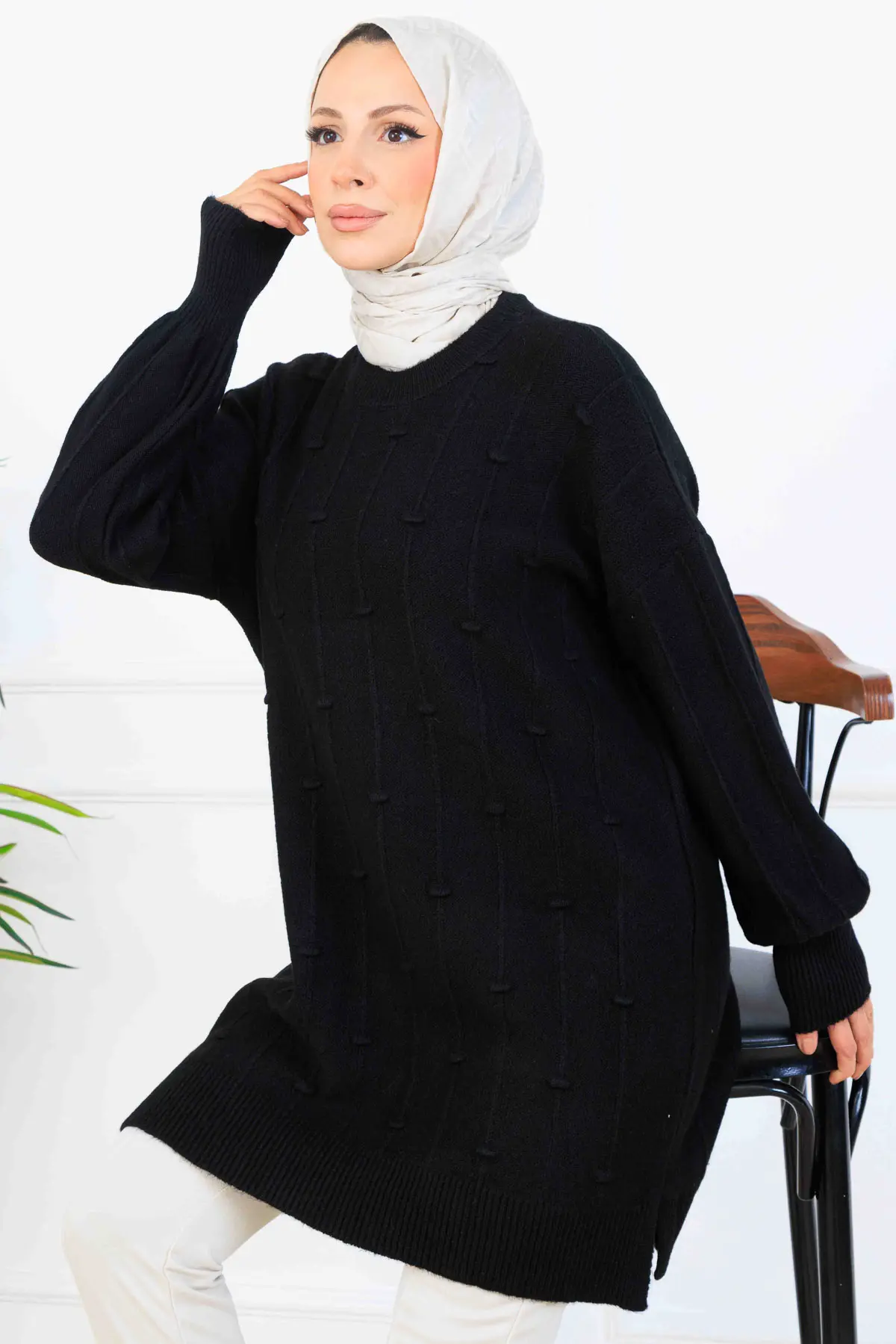 Patterned Knit Tunic-detail