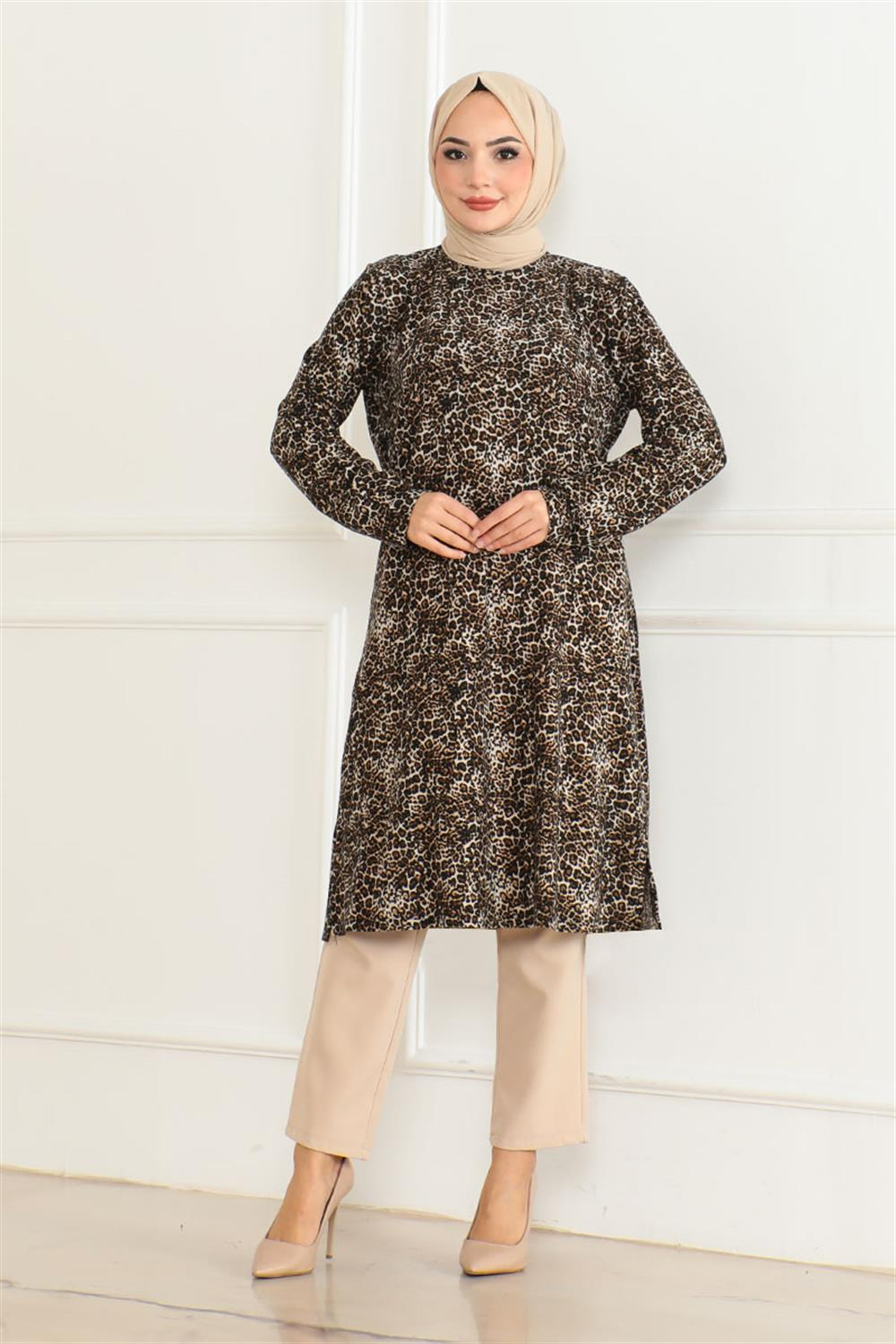 Patterned Knitted Suede Tunic