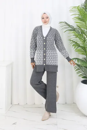 Patterned Knitwear Cardigan Set