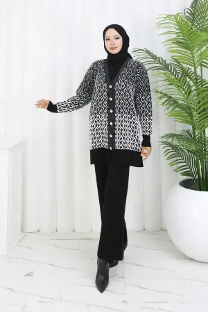 Patterned Knitwear Cardigan Set