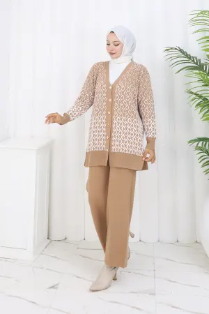 Patterned Knitwear Cardigan Set
