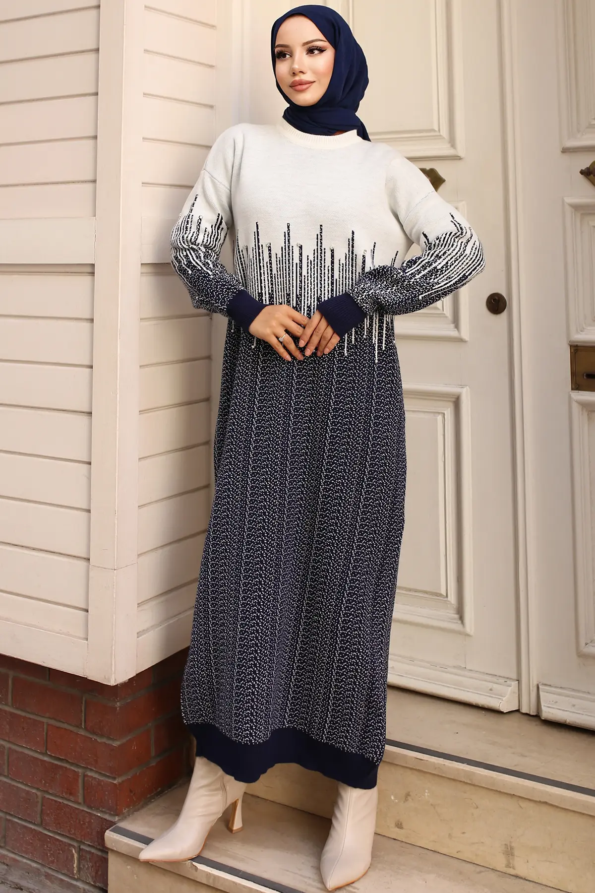 Patterned Knitwear Dress-detail