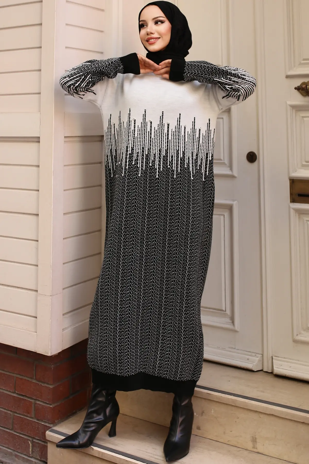 Patterned Knitwear Dress-detail