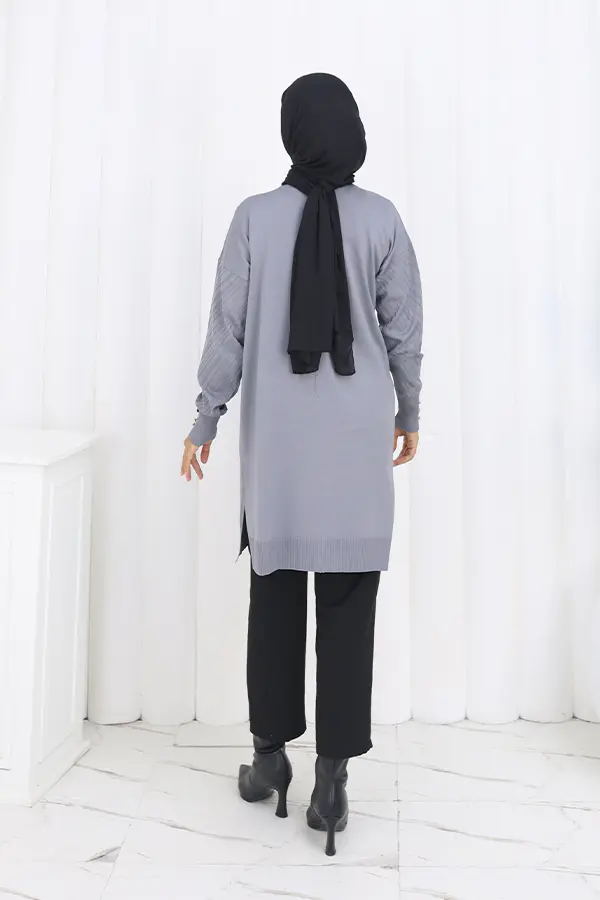 Patterned Long Mercerized Cardigan-detail