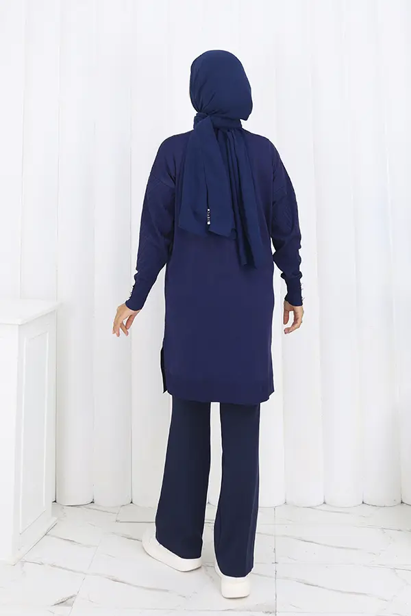 Patterned Long Mercerized Cardigan-detail