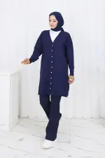 Patterned Long Mercerized Cardigan