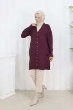 Patterned Long Mercerized Cardigan