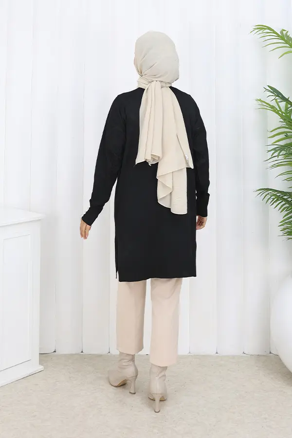 Patterned Long Mercerized Cardigan-detail