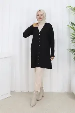 Patterned Long Mercerized Cardigan