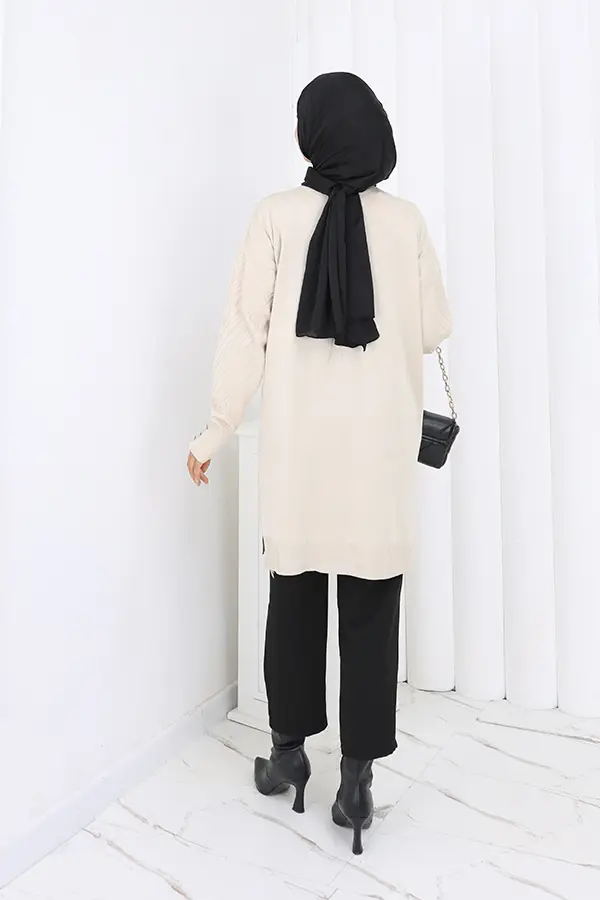 Patterned Long Mercerized Cardigan-detail