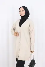 Patterned Long Mercerized Cardigan