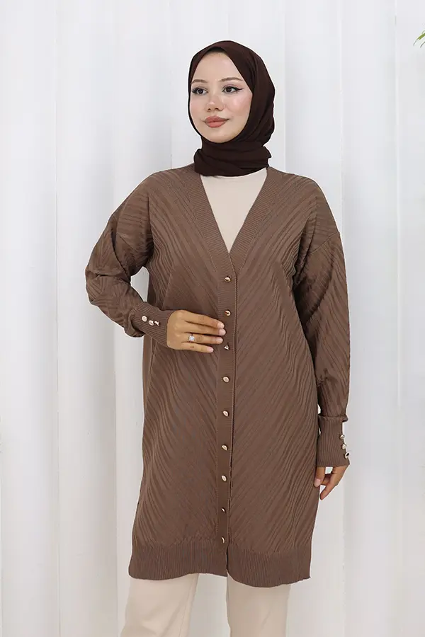 Patterned Long Mercerized Cardigan-detail