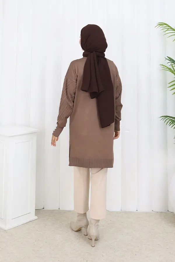 Patterned Long Mercerized Cardigan-detail