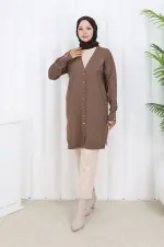 Patterned Long Mercerized Cardigan