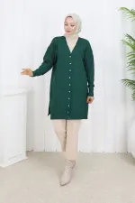 Patterned Long Mercerized Cardigan