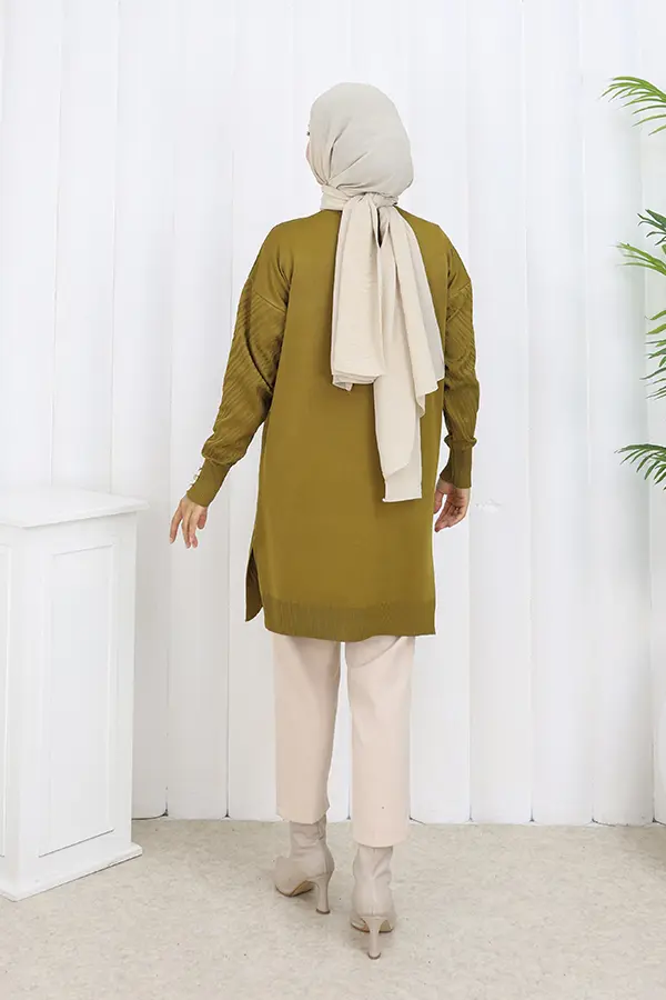 Patterned Long Mercerized Cardigan-detail