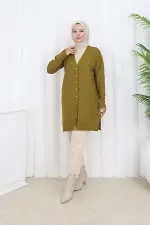 Patterned Long Mercerized Cardigan