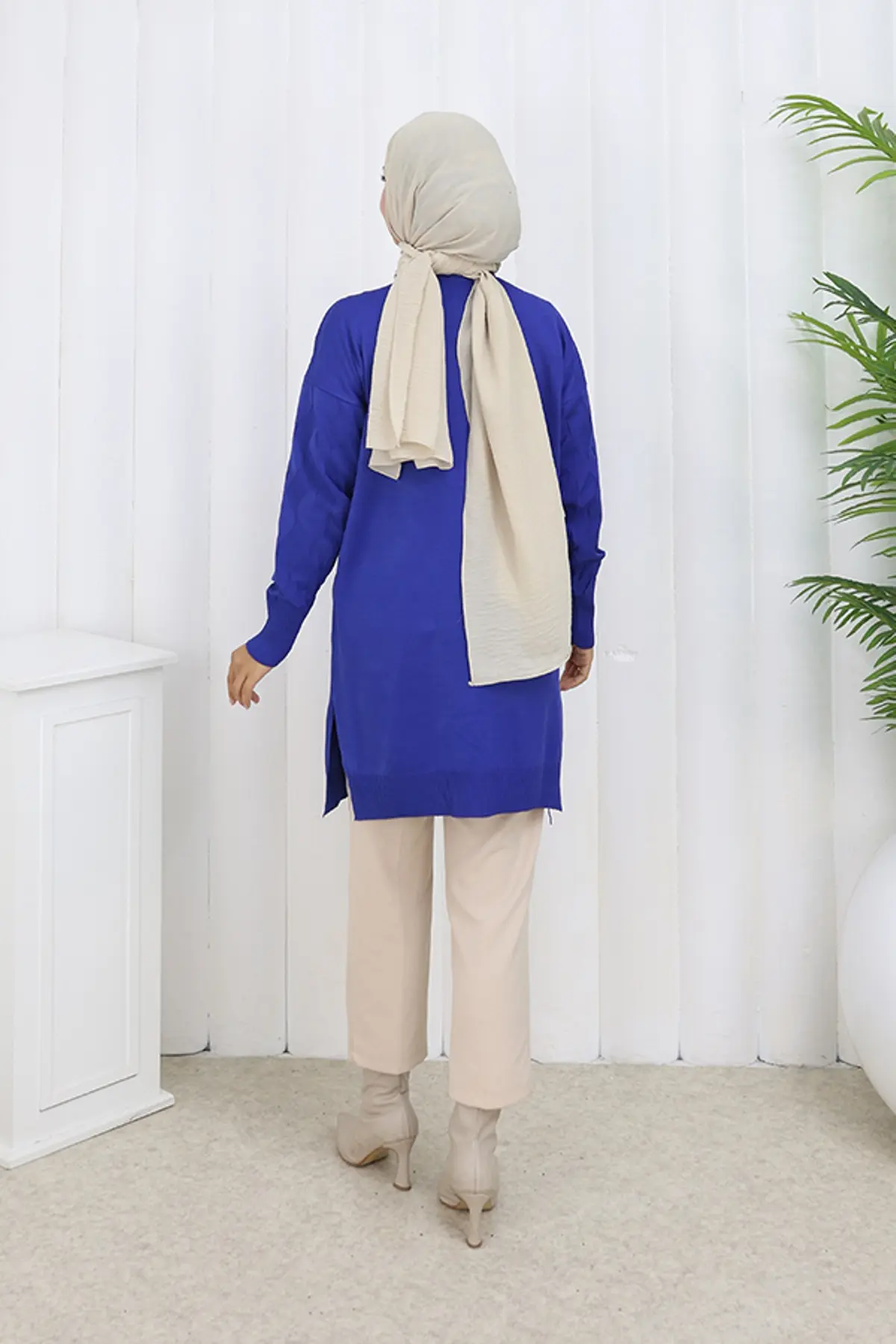 Patterned Long Mercerized Cardigan-detail