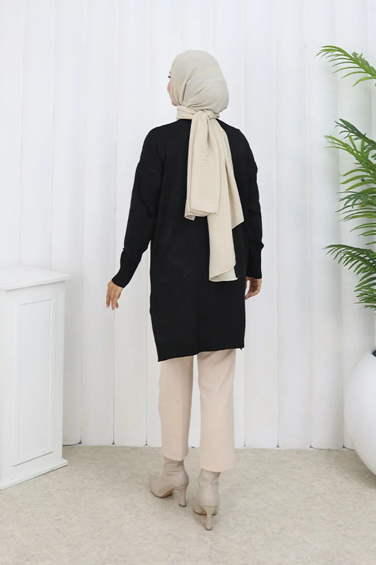 Patterned Long Mercerized Cardigan-detail