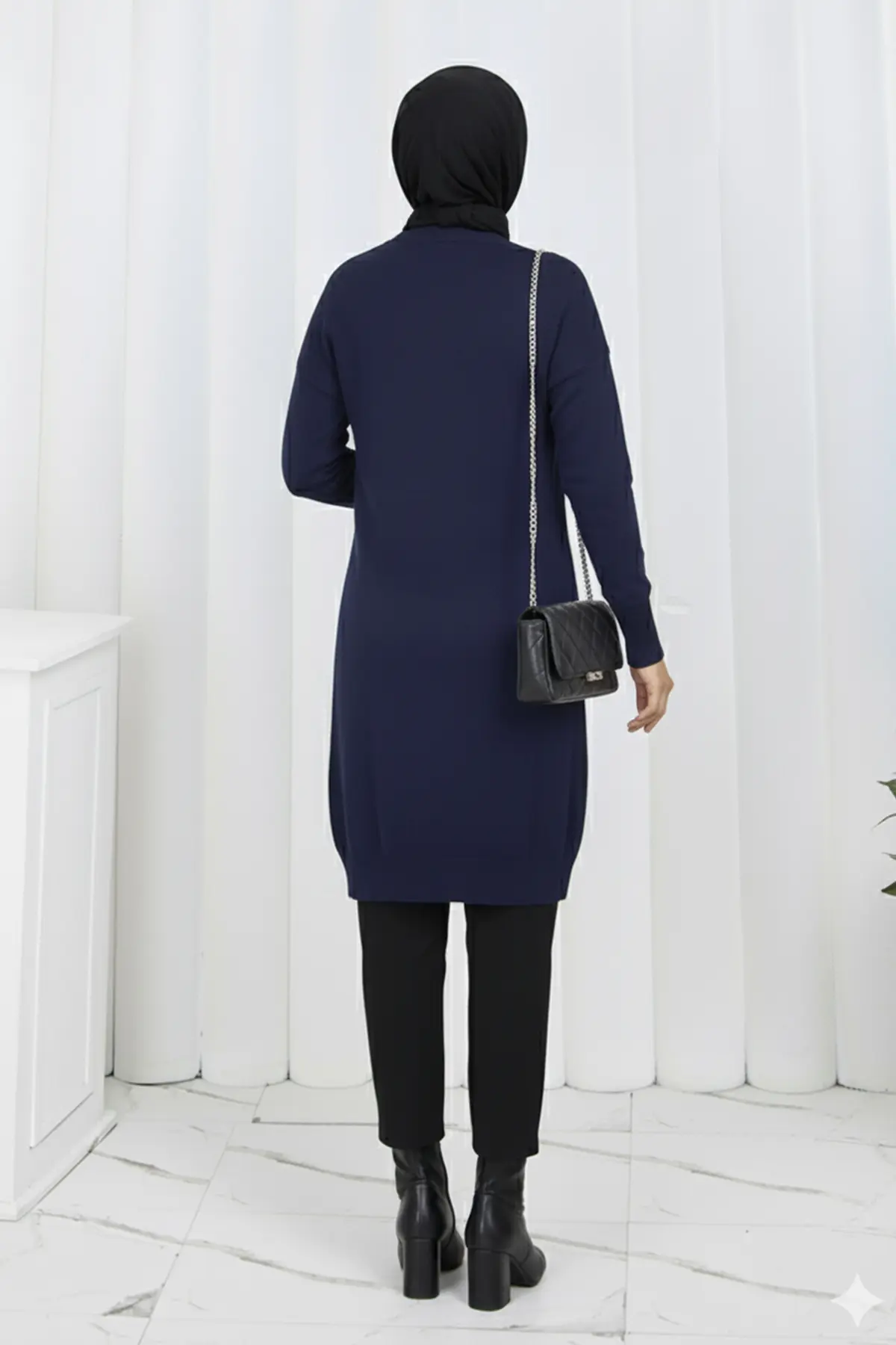 Patterned Long Mercerized Cardigan-detail